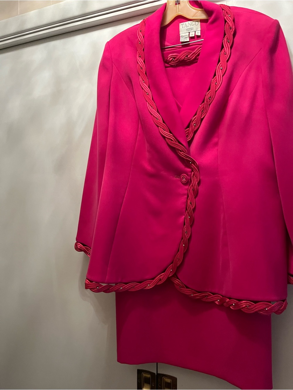 Women's Fuchsia Braided-Trim suit